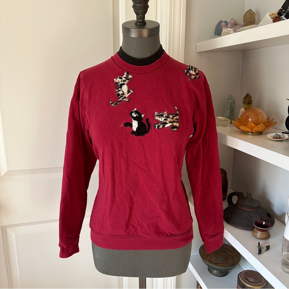 Vintage Top Stitch Cat Sweater